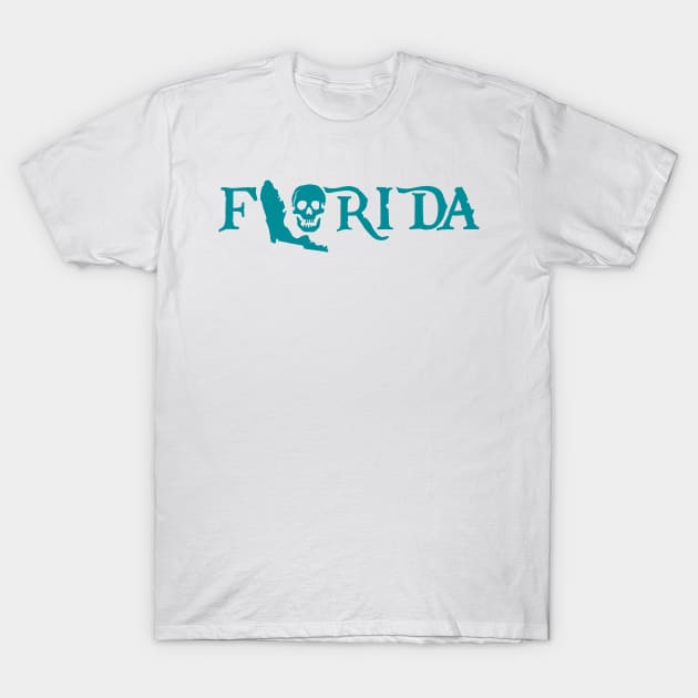 Skull Pirate Florida Miami Dolphins T-Shirt by justin_weise